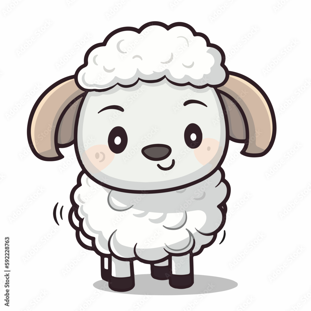 Mascot of cute sheep. Cartoon flat character vector illustration Mascot of cute sheep. Cartoon flat character vector illustration