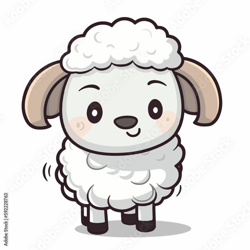 Mascot of cute sheep. Cartoon flat character vector illustration