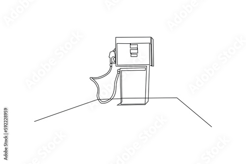 Single one line drawing Gas fuel station. Gas station concept. Continuous line draw design graphic vector illustration.