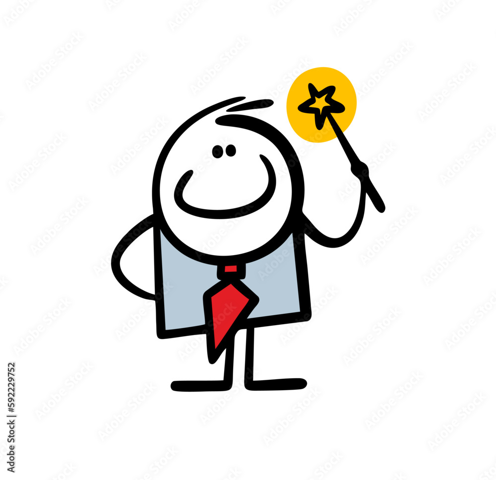 Funny successful businessman wizard waves a magic wand and solves all financial problems by magic. Funny successful businessman wizard waves a magic wand and solves all financial problems by magic.