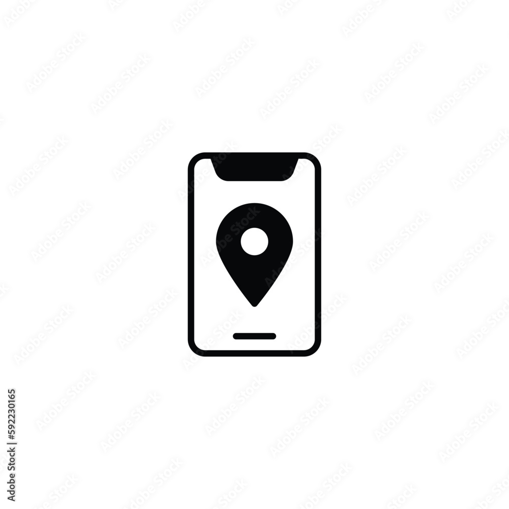 Mobile Location icon design with white background stock illustration Mobile Location icon design with white background stock illustration