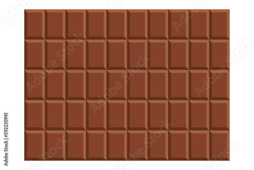 Chocolate bar isolated on white background, vector illustration. Milk chocolate bar. Milk chocolate pattern.