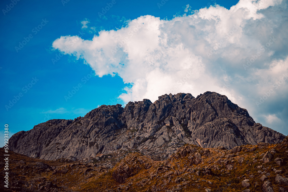 Beautiful shot of the rocky Pico das Agulhas Negras mountain in Brazil