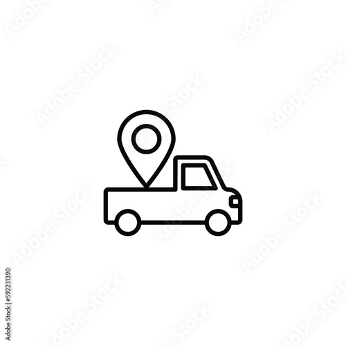 Truck Location icon design with white background stock illustration