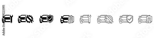 Car service vector icon set. Checkup illustration sign. Registration symbol.
