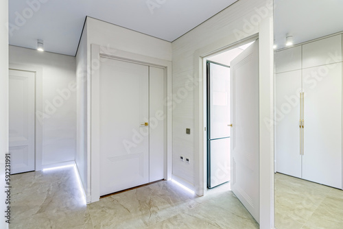 Wallpaper Mural Modern entrance hall in light colors with interior doors in white and gold Torontodigital.ca
