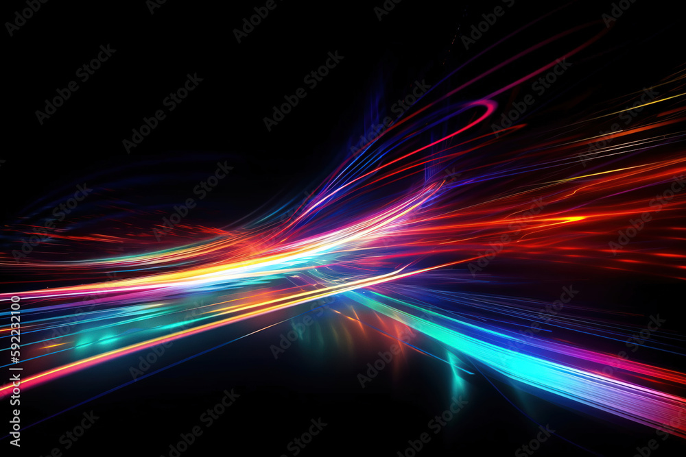 Vibrant motion trails light background. Digitally generated AI image