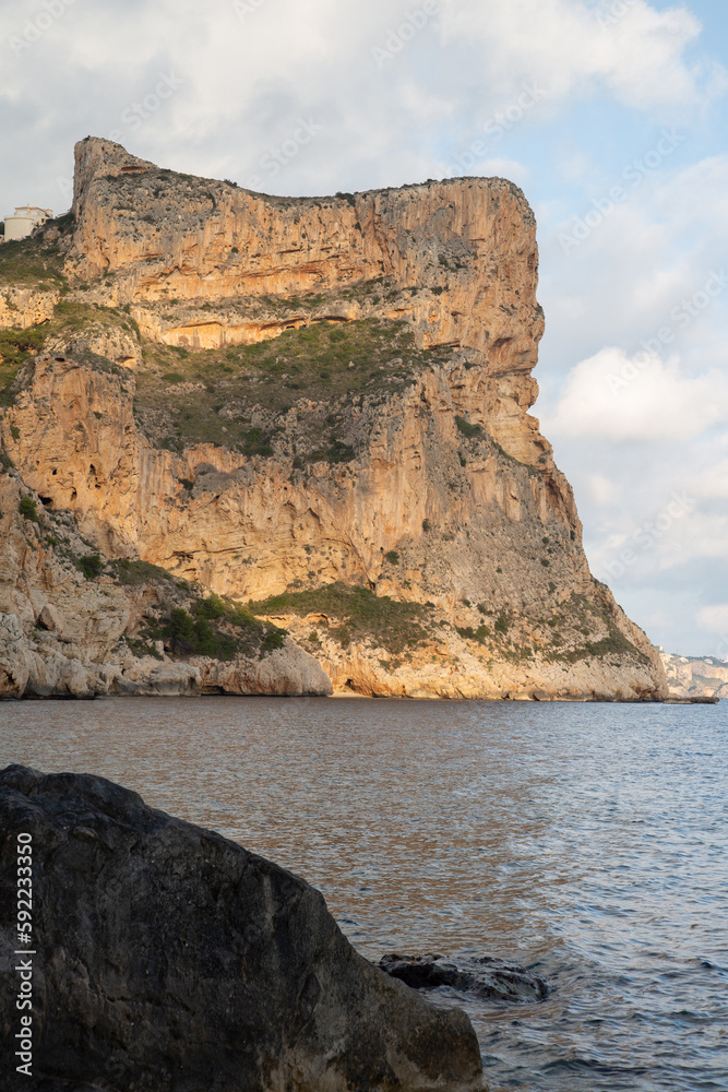 Landscape at Moraig Cove Beach with Cliff; Alicante; Spain