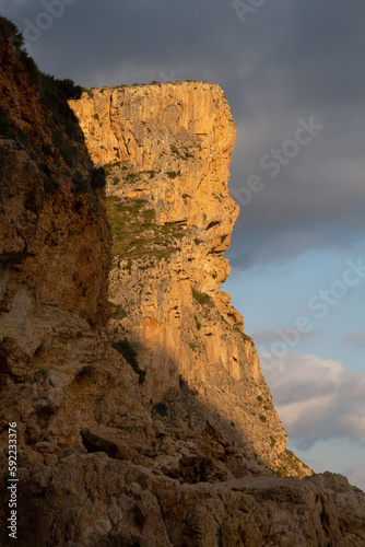 Detailed View of Cliff at Moraig Cove Beach; Alicante; Spain