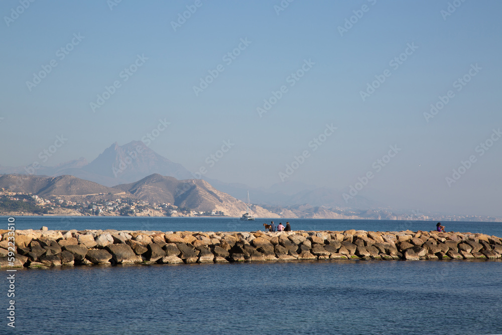 Stone Pier at El Campello Beach, Alicante; Spain
