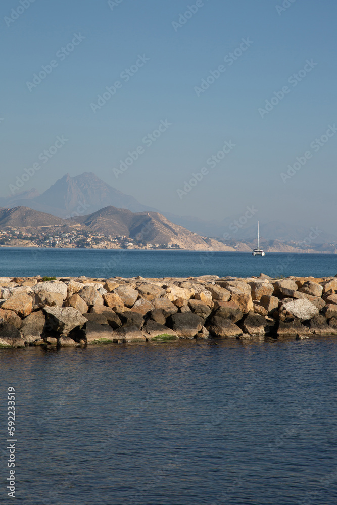 Stone Pier at El Campello Beach, Alicante; Spain