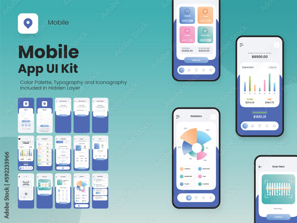 Photo & Art Print Mobile App UI Layout Including Account Sign In, Sign ...