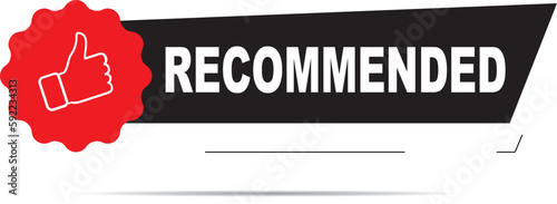 Thumb-up sticker with a "recommended" inscription on a white background