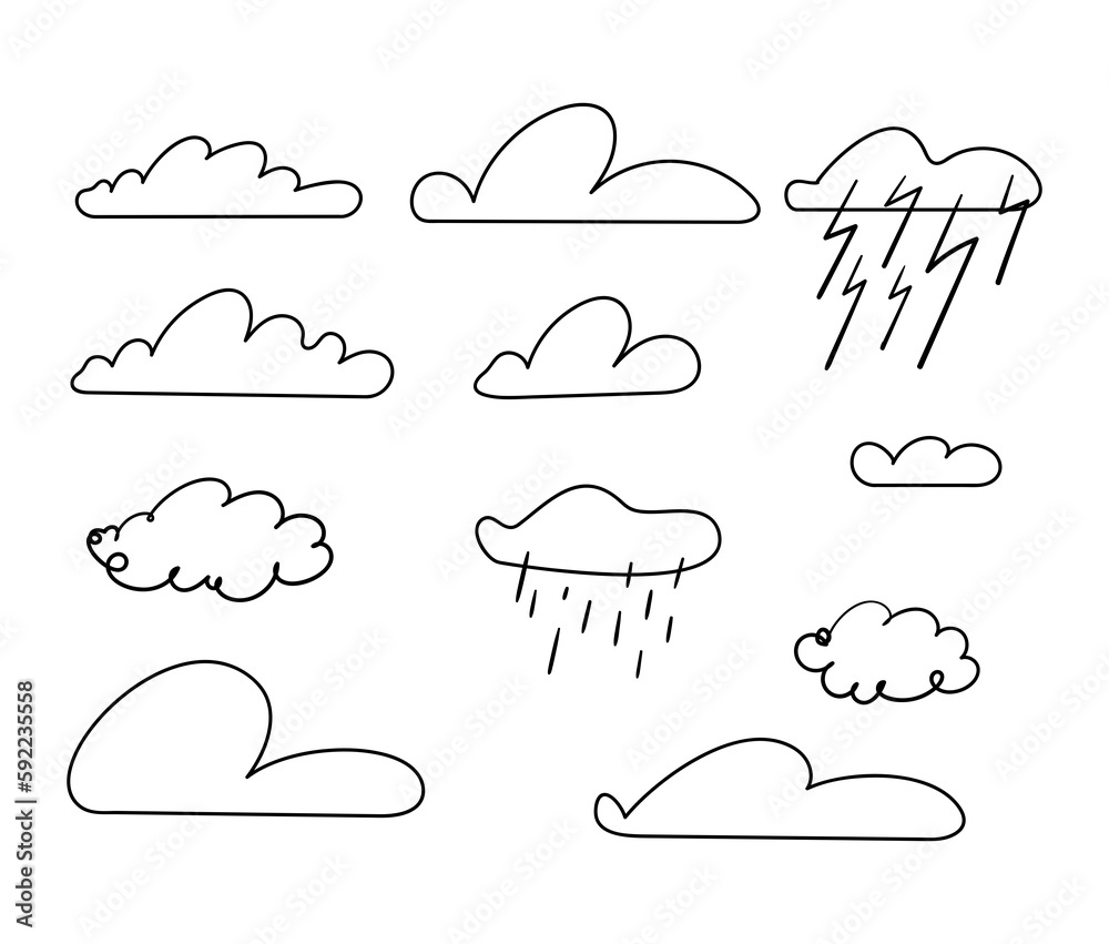 Obraz premium doodle weather icons set isolated
