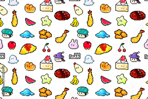 ゲーム風ドット絵をたくさん詰め込んだ背景