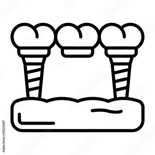 Replacing one Missing Teeth concept, Hybrid Designed Dental Bridge vector icon design, Dentistry symbol,Health Care sign, Dental instrument stock illustration 
