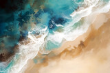Sea shore with waves top view. Digitally generated ai image