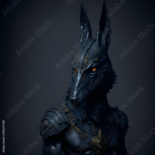 Anubis is a god from ancient Egyptian mythology who was responsible for guiding the souls of the dead to the afterlife. - AI-Generated.