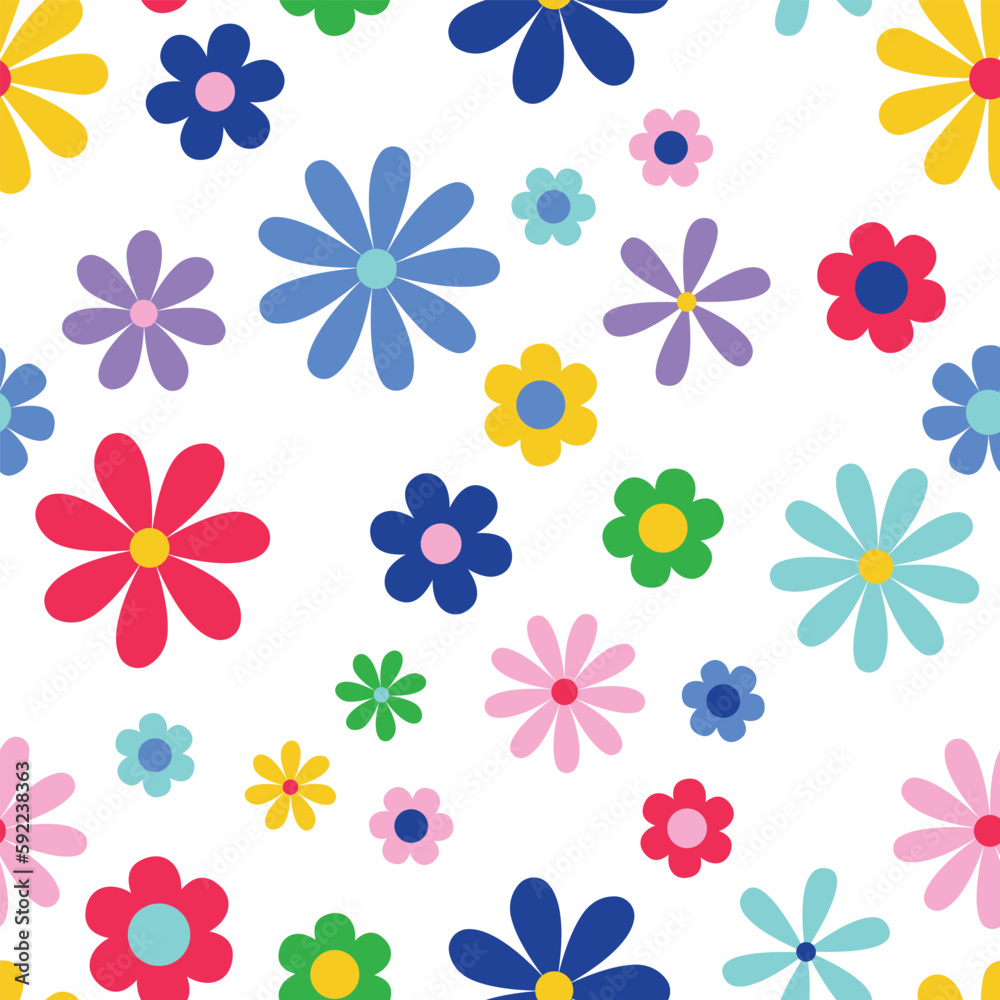 Cute chamomile seamless vector pattern. Modern retro abstract background. Bold background. Cute chamomile seamless vector pattern. Modern retro abstract background. Bold background.