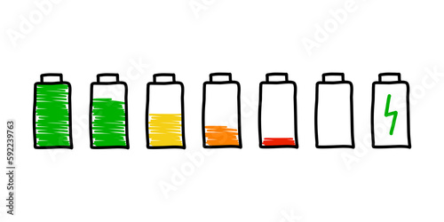 Doodle battery levels icon set