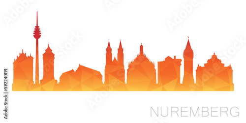 Nuremberg, Germany Low Poly Skyline Clip Art City Design. Geometric Polygon Graphic Horizon Icon. Vector Illustration Symbol.