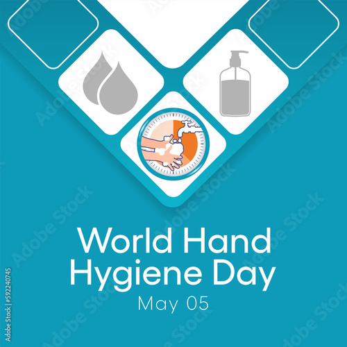 World Hand hygiene day is observed every year on May 5, the Day mobilizes people around the globe to increase adherence to hand cleanliness in health care facilities. Vector illustration.