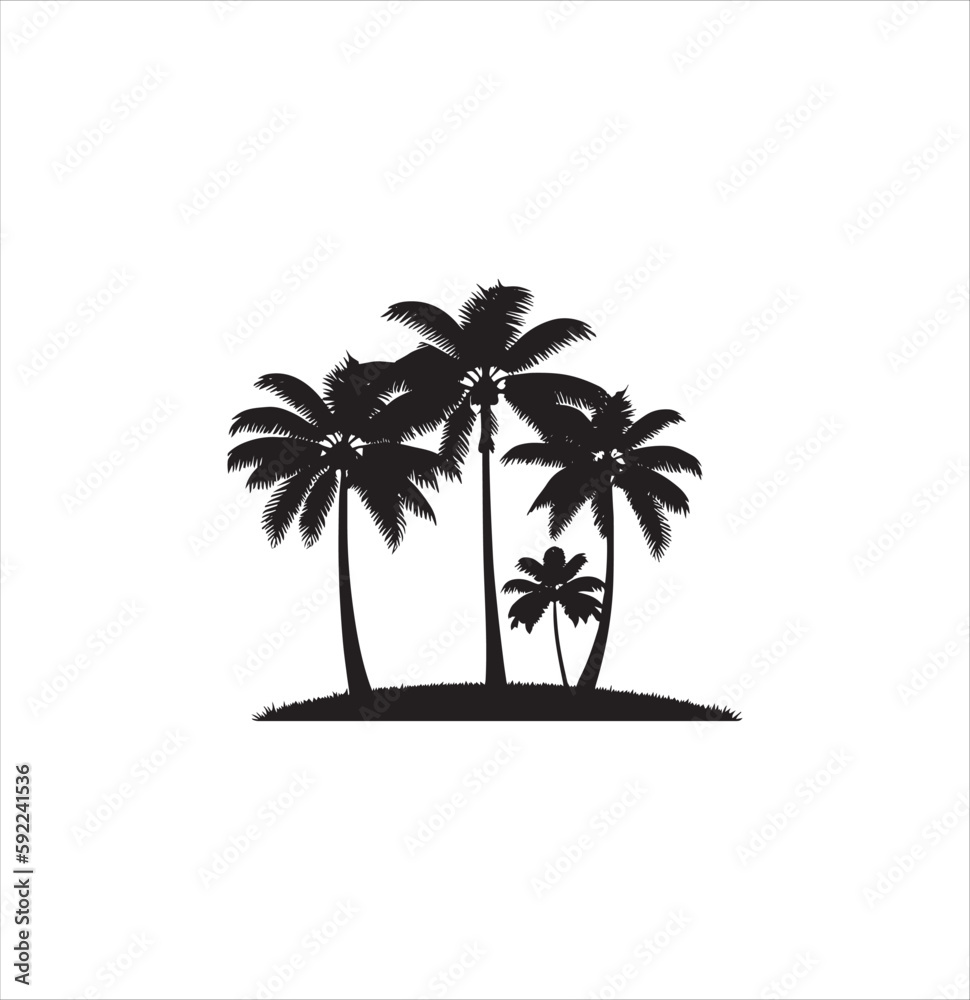  Four nice coconut trees silhouette vector art