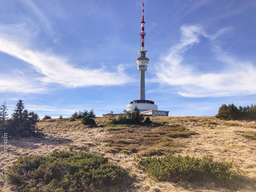 Obraz premium View of the TV transmitter on Praded Mountain