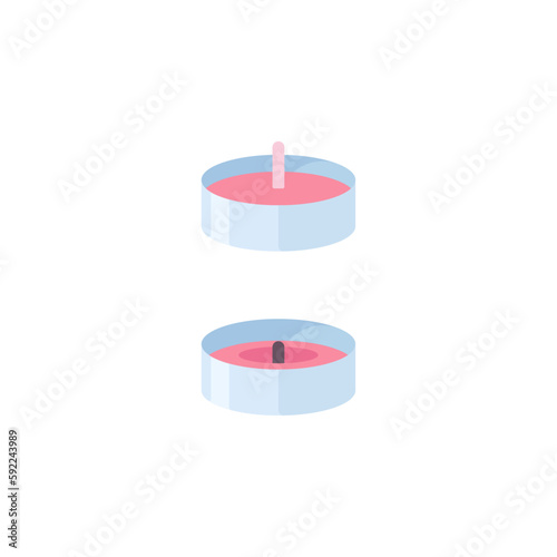 Colored sakura tea candles whole and burned Isolated Sign Flat Style Vector Illustration Symbol on White Background