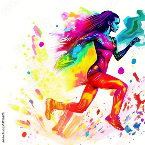 Drawing of a running woman, a symbol of strength, energy, vitality and power. Ideal for the fitness sector