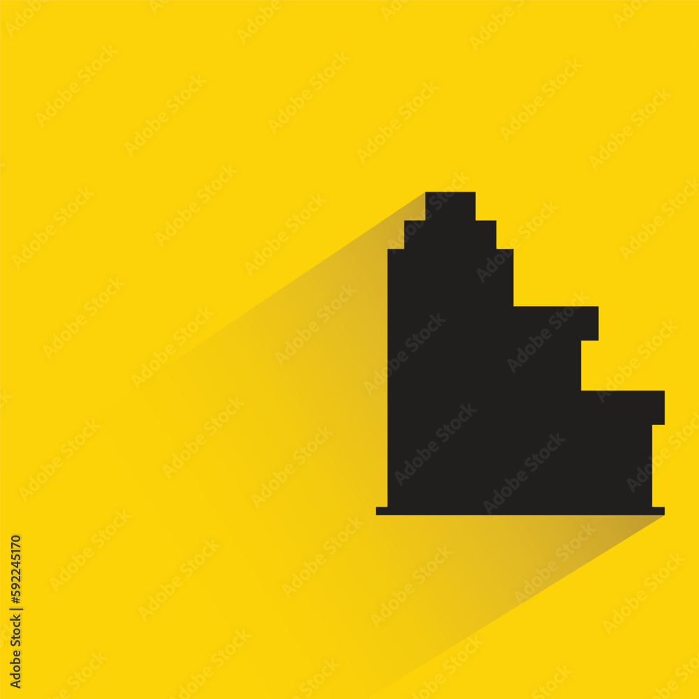 silhouette city building with shadow on yellow background