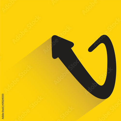 turn up arrow with shadow on yellow background