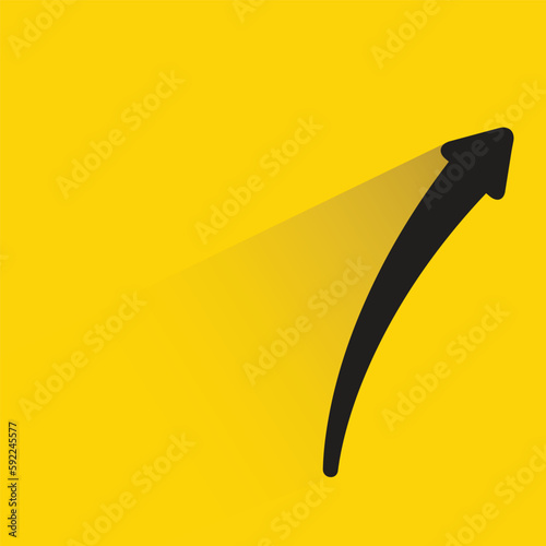 turn up arrow with shadow on yellow background