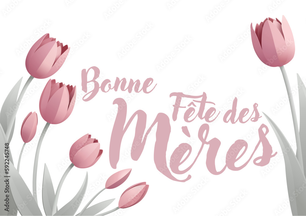 French Happy Mothers Day Bonne Fete Des Meres paper craft or paper cut