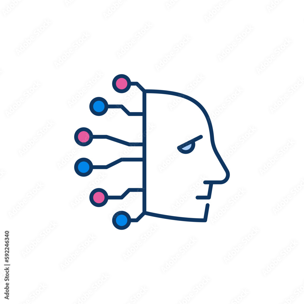AI Robot Head vector Artificial Intelligence concept colored icon