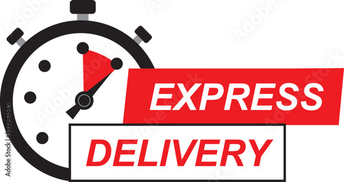 Timer and Express delivery text icon isolated on a white background