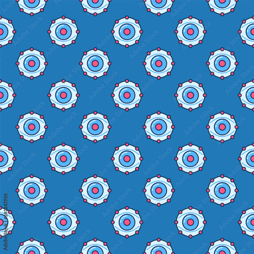 Neural Network Eye vector Image Recognition colored seamless pattern