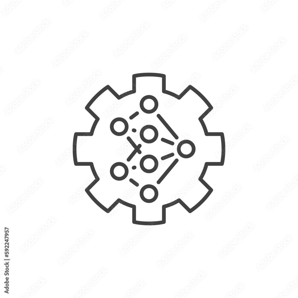 Neural Network Gear vector concept outline icon or sign Neural Network Gear vector concept outline icon or sign