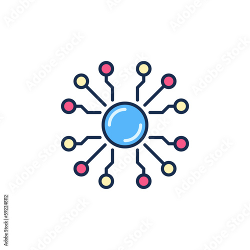 Round Neural Network Chip vector Digital Technology concept colored icon