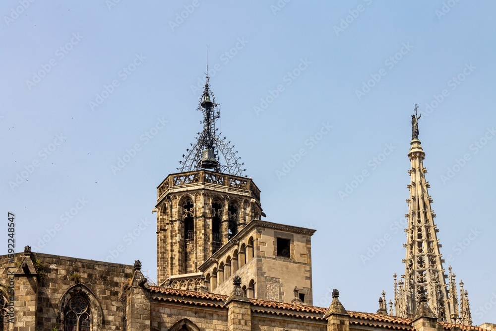 Bell tower of The Cathedral of the Holy Cross and Saint Eulalia in Barcelona, Spain Bell tower of The Cathedral of the Holy Cross and Saint Eulalia in Barcelona, Spain