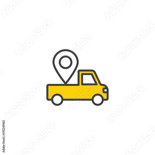 Truck Location icon design with white background stock illustration