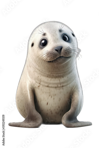 Silly Cartoon Seal with Tongue Out and Comical Stance on White Background © Iconicdesign