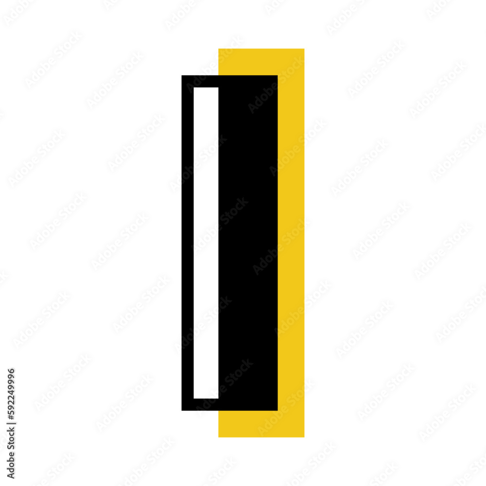 Alphabet Letter I with Yellow Rectangle Shape as Geometric Font Vector Illustration Alphabet Letter I with Yellow Rectangle Shape as Geometric Font Vector Illustration