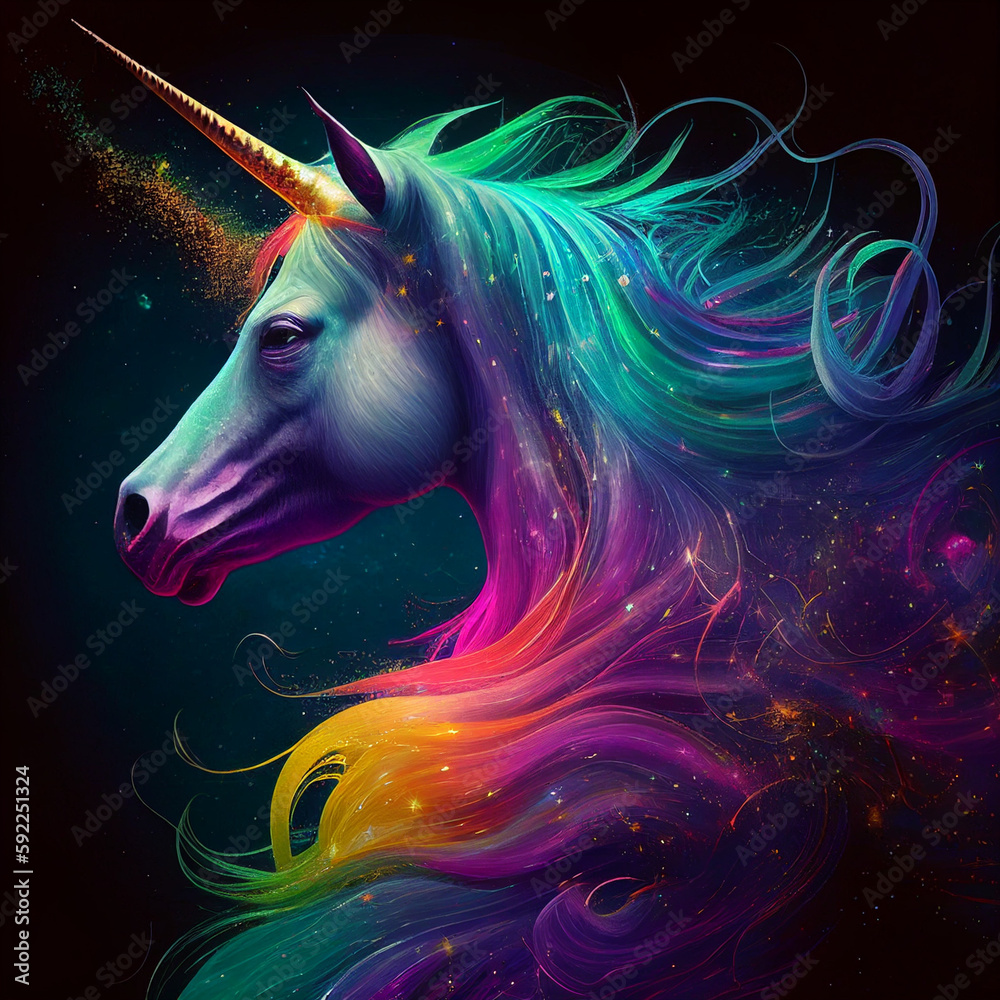 The Magical Rainbow Unicorn Galloping in a Dreamy Landscape - Generative AI The Magical Rainbow Unicorn Galloping in a Dreamy Landscape - Generative AI