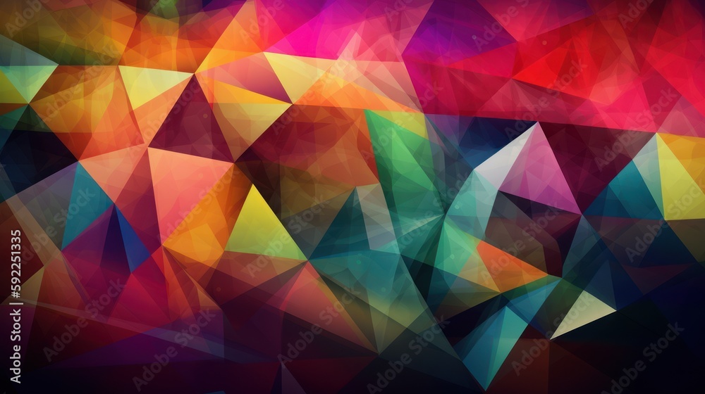 Triangles abstract background, sparkling like a diamond, colorful, for your design, AI