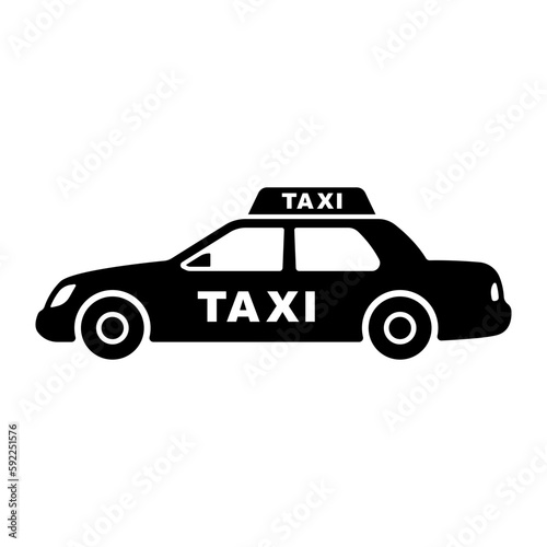 Taxi car icon. Black silhouette. Side view. Vector simple flat graphic illustration. Isolated object on a white background. Isolate.