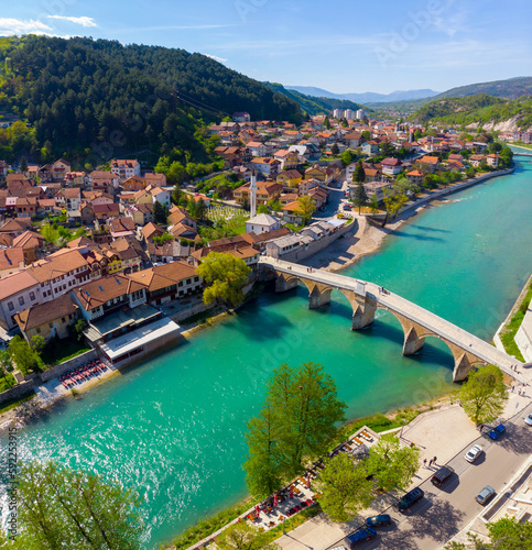 Aerial view of Konjic town - Bosnia and Herzegovina