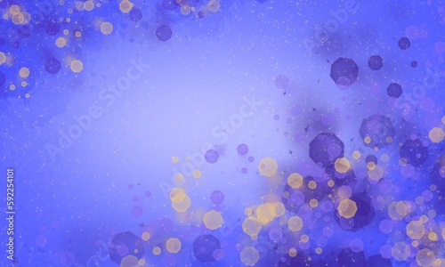 abstract background of glitter vintage lights . Blue . Yellow and white. de-focused. banner