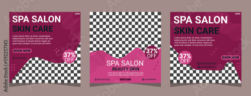 Beauty Center and Spa  Social media post Banner Square Flyer Template Design for marketing. Spa Skin Care Center post design for promotion on social media. Vector template of post design.