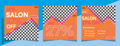 Beauty Center and Spa  Social media post Banner Square Flyer Template Design for marketing. Spa Skin Care Center post design for promotion on social media. Vector template of post design.
